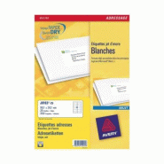 AVERY 350 étiquettes Jet d'encre blanches, format 99,1 x 38,1 mm (25 feuilles A4 / cdt) - 3266550129258