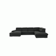 CANAPÉ D'ANGLE CONVERTIBLE PANORAMIQUE ANGLE GAUCHE PANAMA TISSU GRIS ANTHRACITE CANAPÉ D'ANGLE CONVERTIBLE PANORAMIQUE ANGLE GAUCHE PANAMA TISSU GRIS ANTHRACITE
