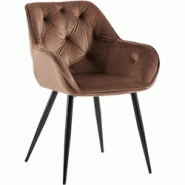 CLP Chaise de salle à manger Cassis en Velours avec Piètement en Métal noir Velours/Marron - marron textile 324471 CLP Chaise de salle à manger Cassis en Velours avec Piètement en Métal noir Velours/Marron - marron textile 324471