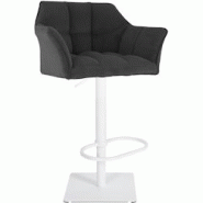 CLP Tabouret de bar Damaso Cord Gris foncé/Blanc - gris textile 326327 CLP Tabouret de bar Damaso Cord Gris foncé/Blanc - gris textile 326327