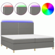 Décoshop26 - Lit LED avec sommier, tête de lit réglable et matelas 200x200 cm - Tissu gris foncé Décoshop26 - Lit LED avec sommier, tête de lit réglable et matelas 200x200 cm - Tissu gris foncé