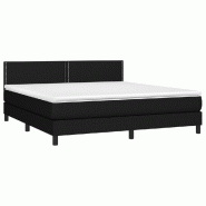Décoshop26 - Cadre de lit LED avec sommier tête de lit matelas 180x200 cm tissu noir TDL0209164 - noir 3001681082726