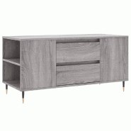 Décoshop26 - Table basse avec 2 tiroirs et 4 compartiments 102 x 44,5 x 50 cm bois d'ingénierie gris et métal DEC039972 - gris métal 3000264689840