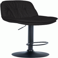 Décoshop26 - Tabouret chaise haute x1 pour cuisine et bar à assise moelleuse en tissu noir cadre en métal noir 10_0005983 - noir métal 3000265326690