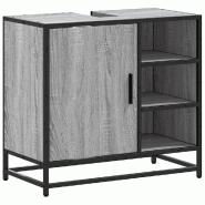 Helloshop26 - Armoire de lavabo rétro élégante salle de bain 65 x 33 x 60 cm avec espace de rangement en bois sonoma gris 02_0049670 - gris métal