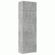 Helloshop26 - Armoire de rangement haute moderne 70 x 42,5 x 225 cm grande capacité en bois d'ingénierie gris béton 02_0055577 - gris Bois massif 3