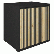 Meuble Vertigo T01 1 porte MDF noir et chêne clair 60x47x60 cm