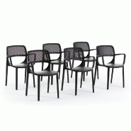 RATTATAN Set de 4 chaises avec accoudoirs en résine renforcée de fibre de verre, design classique, empilables pour jardin, bar, restaurant, cuisine RATTATAN Set de 4 chaises avec accoudoirs en résine renforcée de fibre de verre, design classique, empilables pour jardin, bar, restaurant, cuisine