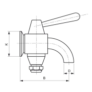 Robinet prise d'échantillon coudé CLAMP en inox 316L pour l'agro-alimentaire.