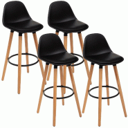 Wellhome Pack de 4 tabourets de bar Well Home couleur noire - noir JJ1366
