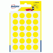 AVERY Lot de 10 Etui de 168 pastilles adhésives, diamètre 15 mm, coloris jaune (7 feuilles / cdt) - PSA15J