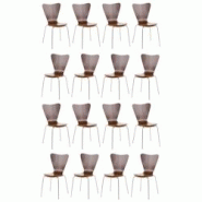 CLP Lot de 16 chaises visiteur empilables Calisto Noyer - marron Bois manufacturé 1527049103