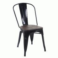 Décoshop26 - Chaise de salle à manger style industriel factory métal noir et assise en bois 04_0002025 - noir 3000541132694 Décoshop26 - Chaise de salle à manger style industriel factory métal noir et assise en bois 04_0002025 - noir 3000541132694