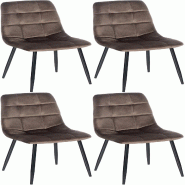 Décoshop26 - Lot de 4 chaises de salle à manger style moderne et confortable en tissu velours maron et métal noir 10_0001778 - noir métal 30002506