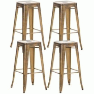 Décoshop26 - Lot de 4 tabourets de bar style industriel avec repose-pieds en métal doré 10_0000938 - 3000720869601 Décoshop26 - Lot de 4 tabourets de bar style industriel avec repose-pieds en métal doré 10_0000938 - 3000720869601