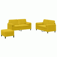 Ensemble de canapés 3 pcs avec coussins jaune velours Modèle Orion Design - 8721012069770