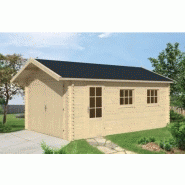 Garage simple bois geire / 20 m² / toit double pente / porte battante / 3.6 x 5.4 x 2.75 m