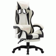 Helloshop26 - Chaise fauteuil siège pivotante de bureau informatique étude de jeux vidéo et repose-pied et similicuir noir 02_0024223 - noir polyes