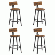 Helloshop26 - Lot de 4 chaises de bar tabourets hauts avec dossier siège de cuisine cadre en acier montage facile siège de 625 cm de 12_0006193 - 30