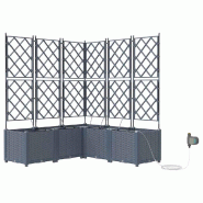 Helloshop26 - Lot de 5 cache-pots de jardin moderne avec système d'irrigation 120 x 120 x 142 cm en acier gris clair 02_0058600 - gris acier 30002406