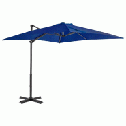 Helloshop26 - Parasol déporté et mât en aluminium 250 x 250 cm bleu azuré 02_0008547 - 3000456147769