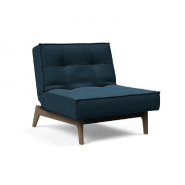 INNOVATION LIVING FAUTEUIL SPLITBACK EIK CONVERTIBLE LIT 90*115 CM PIEDS CHÊNE NOYER TISSU ARGUS NAVY BLUE