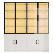 Merax Vitrine 120x40x160 cm avec éclairage LED, verre fumé, cadre aluminium et corps en panneau de particules, blanc - blanc multi-matériau N880P49