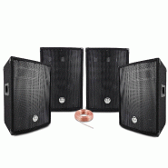 Pack Sono Sound 1600W Total - 4 Enceintes passives BM SONIC BMS 400W Noir -  Câbles HP - Soirée - Anniversaire - Mariage - DJ - 3666638038876