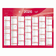 Quo Vadis - Calendrier mural - 2026 - Français - Classic - Rouge - 14 mois de décembre à janvier - 27x21 cm - Papier Clairefontaine blanc - 238169Q