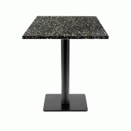 RestooTab - Table Milan T 60x60cm décor terrazzo black chip - noir fonte TB-MIT-6060M-BL.CHI