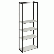 Structure Cage noir 90x40x240cm 4 tablettes blanc mat