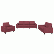 VidaXL Ensemble de canapés 3 pcs rouge bordeaux tissu Modèle Zenith Pure - 3201872