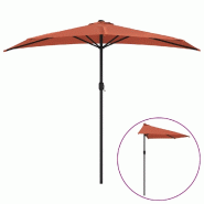 VidaXL Parasol de balcon et mât en aluminium Terre cuite 270x144x222cm Modèle Zéphyr Design - rouge 312499