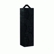 Boîte 1 bouteille feillage noir 9x9x33cm - par 10