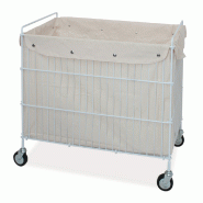 Chariot de transport à linge - structure pliable en acier peint - roues pivotantes Ø 9,5 cm - sac en toile Chariot de transport à linge - structure pliable en acier peint - roues pivotantes Ø 9,5 cm - sac en toile
