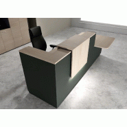 Comptoir d'accueil bi-colore avec PMR Delta et réhausse - Droite, Noir, Oui, 282, Acacia clair_0