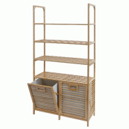 Décoshop26 - Meuble de salle de bain en bambou 4 étagères + 2 paniers à linge 168x81x33 cm 04_0009763 - Bambou 3000267666541
