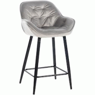 Décoshop26 - Tabouret de bar chaise haute x1 assise effet capitonnée en velours gris et métal noir 10_0004894 - gris 3000252346830 Décoshop26 - Tabouret de bar chaise haute x1 assise effet capitonnée en velours gris et métal noir 10_0004894 - gris 3000252346830