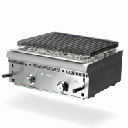 Grill pierre de lave à gaz avec grille acier bruni | Mainho - 600