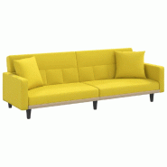 Helloshop26 - Canapé-lit avec coussins jaune clair tissu 02_0020406 - jaune polyester 3001088588005