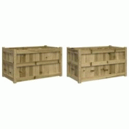 Helloshop26 - Jardinière bac lit surélevé plantes fleurs jardin terrasses lot de 2 bois de pin imprégné marron 02_0039032 - 3000217998289 Helloshop26 - Jardinière bac lit surélevé plantes fleurs jardin terrasses lot de 2 bois de pin imprégné marron 02_0039032 - 3000217998289