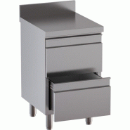 KBS Gastrotechnik KBS Armoire à tiroirs 2 tiroirs 500x700x850 mm avec rebord inox - Acier inoxydable 18/10 90621102