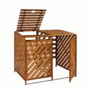 Mendler XL Habillage de poubelle 2x/4x HWC-J44, Box pour poubelles, extensible 121x133x98cm bois certifié MVG ~ brun - marron Bois massif 80544+80548