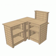 Meuble d'encaissement en angle - Bois ou Inox - 1 Poste - 3 Plateaux - 1 Tablette PMR - Fabrication française Meuble d'encaissement en angle - Bois ou Inox - 1 Poste - 3 Plateaux - 1 Tablette PMR - Fabrication française
