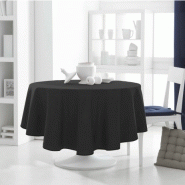 Nappe ronde noir 180 cm en tissu anti tache Nappe ronde noir 180 cm en tissu anti tache