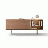 Meuble de service en placage bois Aura 3 avec niche laquée Meuble de service en placage bois Aura 3 avec niche laquée
