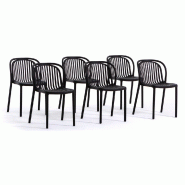 RATTATAN Set de 6 chaises en résine renforcée de fibre de verre, design moderne, empilables pour extérieur, jardin, bar, restaurant, cuisine – El