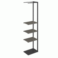 Suite structure Cage noir base métal 58x40x240cm 3 tablettes anthracite