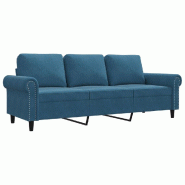 VidaXL Canapé à 3 places Bleu 180 cm Velours Modèle Oerlonis - 359548