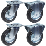 160mm 6" roulettes en caoutchouc, pivotantes et fixes, capacité de charge de 600kg, jeu de 4 160mm 6" roulettes en caoutchouc, pivotantes et fixes, capacité de charge de 600kg, jeu de 4